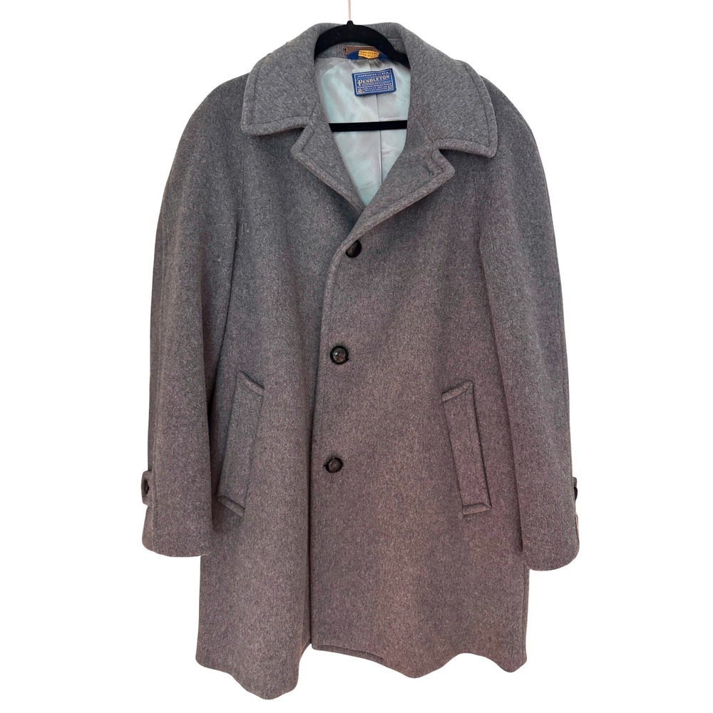 Vintage Pendleton Wool Coat Mens Size 42 Gray Overcoat‎ Classic USA Made